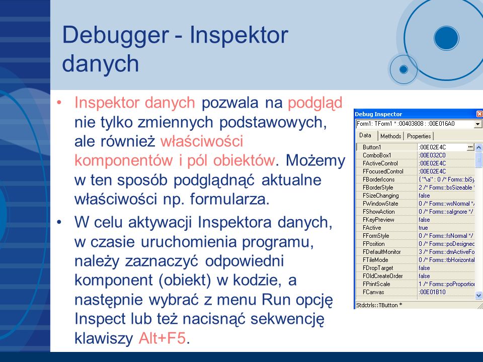 Debugger - Inspektor danych