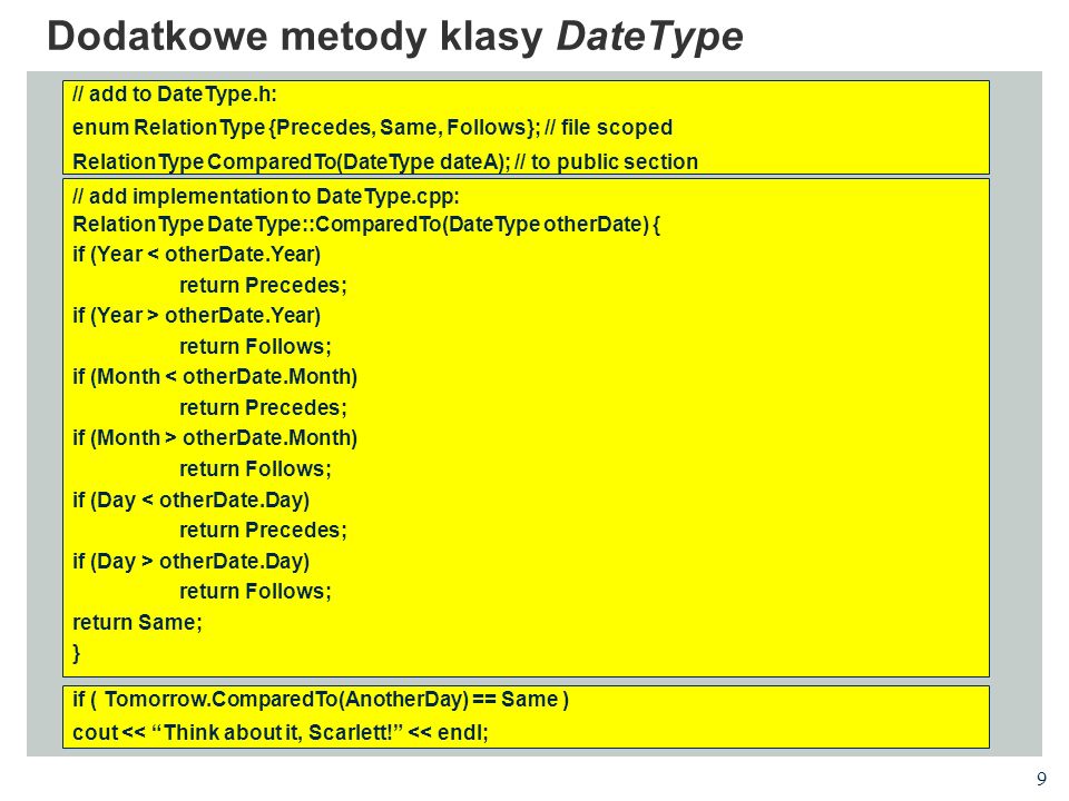 Dodatkowe metody klasy DateType