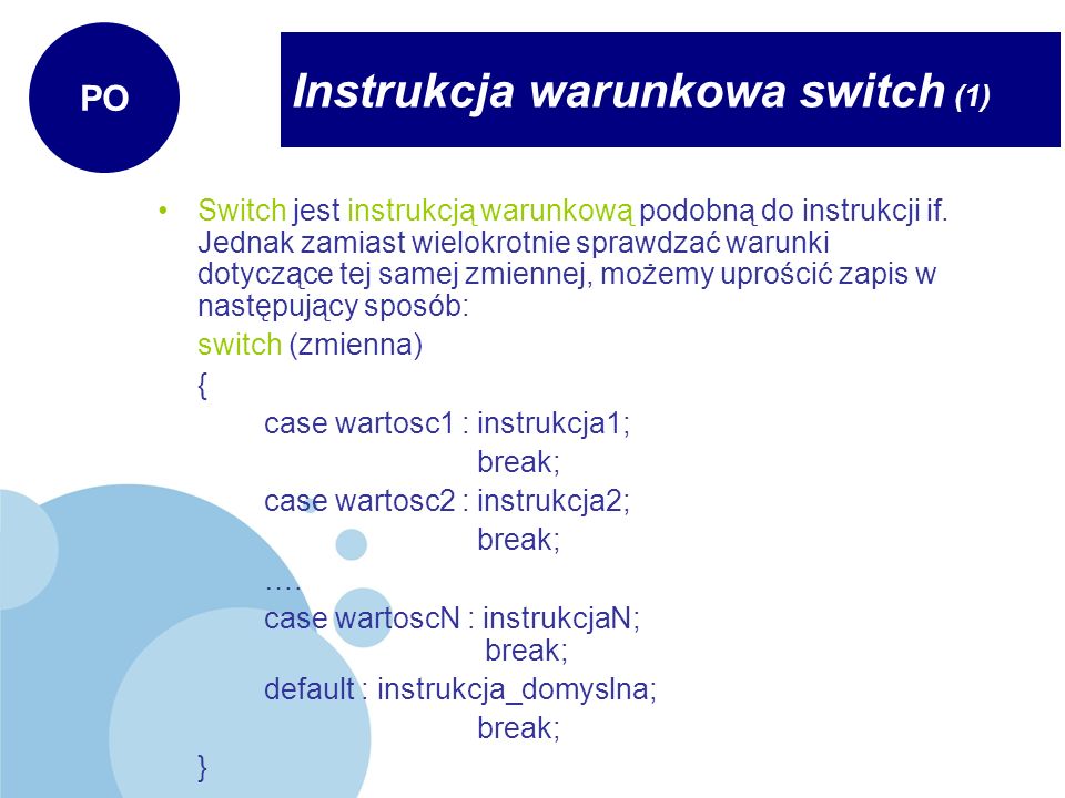 Instrukcja warunkowa switch (1)