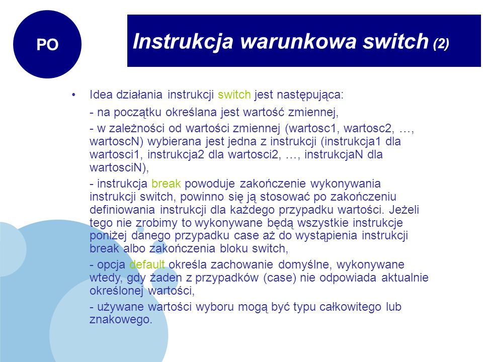 Instrukcja warunkowa switch (2)