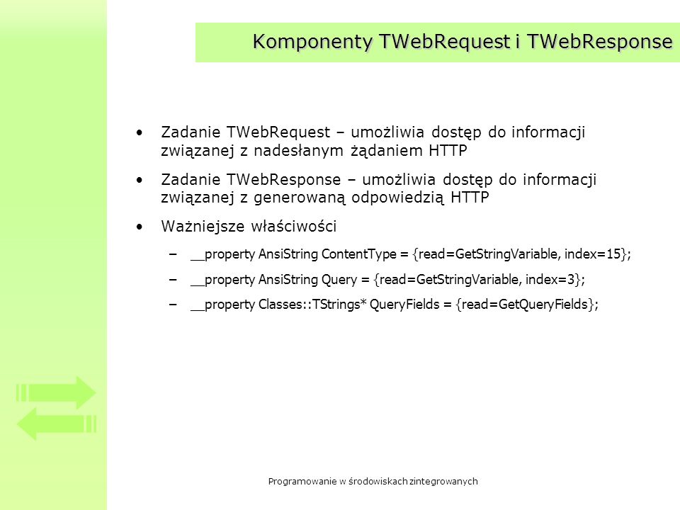 Komponenty TWebRequest i TWebResponse
