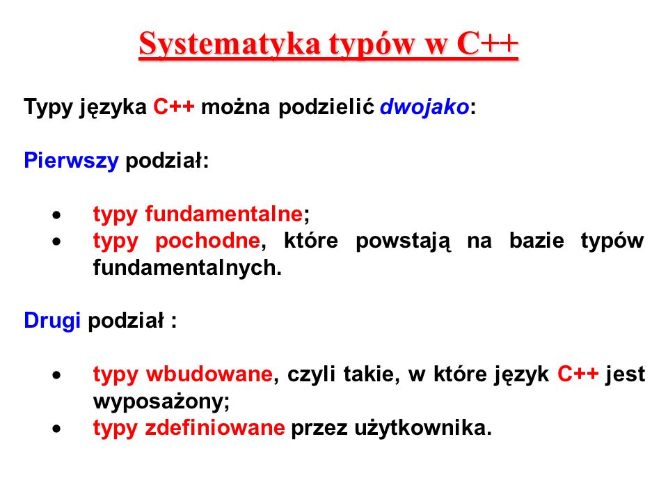 Systematyka typów w C++