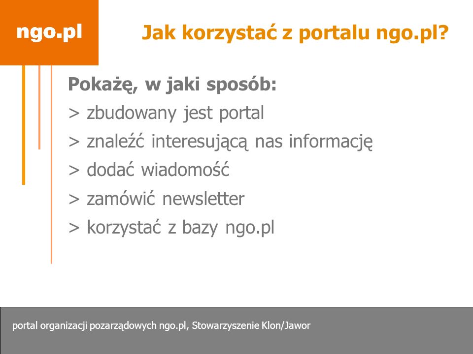 Jak korzystać z portalu ngo.pl