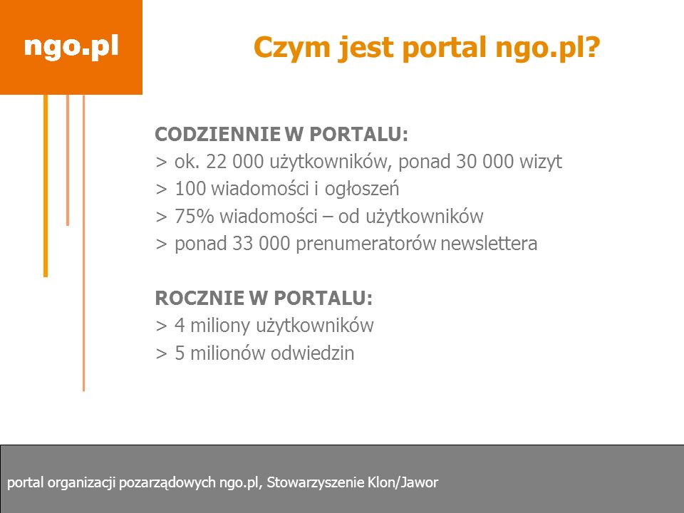 Czym jest portal ngo.pl CODZIENNIE W PORTALU: