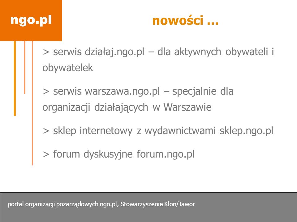 nowości … > serwis działaj.ngo.pl – dla aktywnych obywateli i obywatelek.