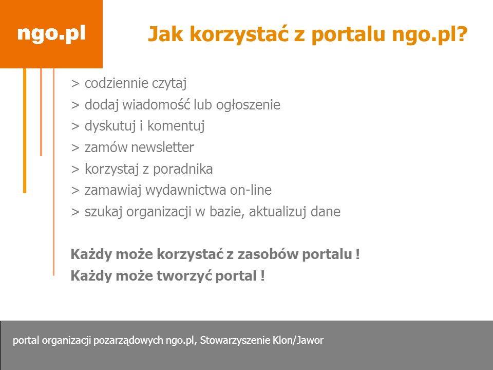 Jak korzystać z portalu ngo.pl