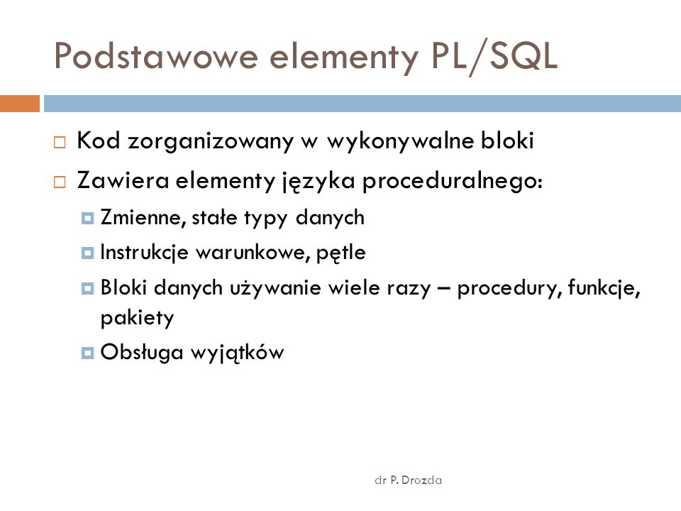 Podstawowe elementy PL/SQL