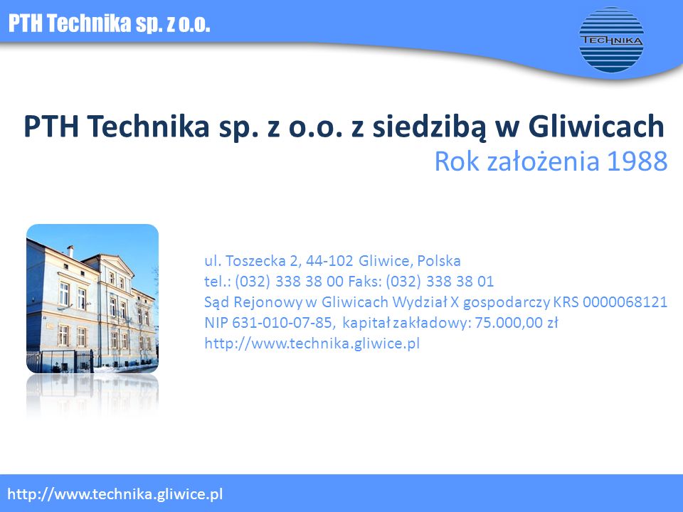 PTH Technika sp. z o.o. z siedzibą w Gliwicach