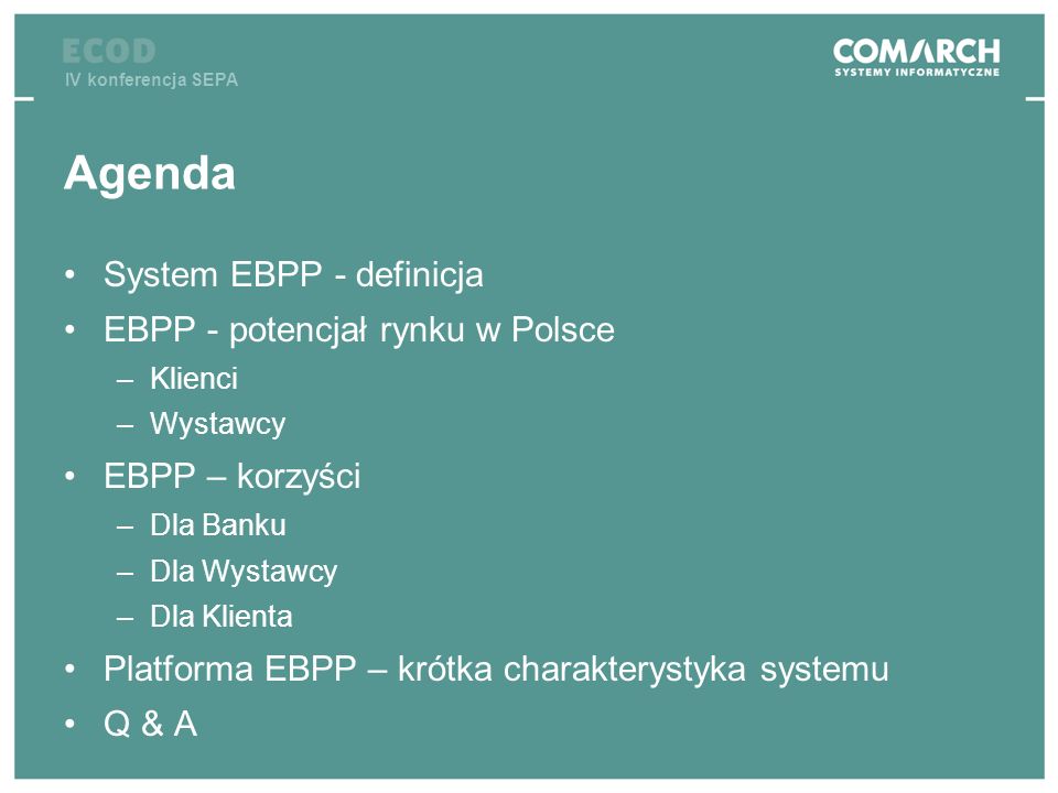 Agenda System EBPP - definicja EBPP - potencjał rynku w Polsce