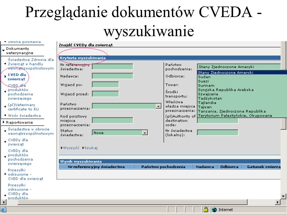 Przeglądanie dokumentów CVEDA - wyszukiwanie