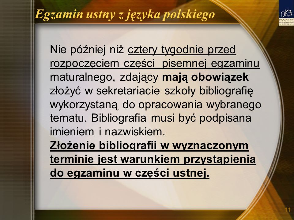Egzamin ustny z języka polskiego