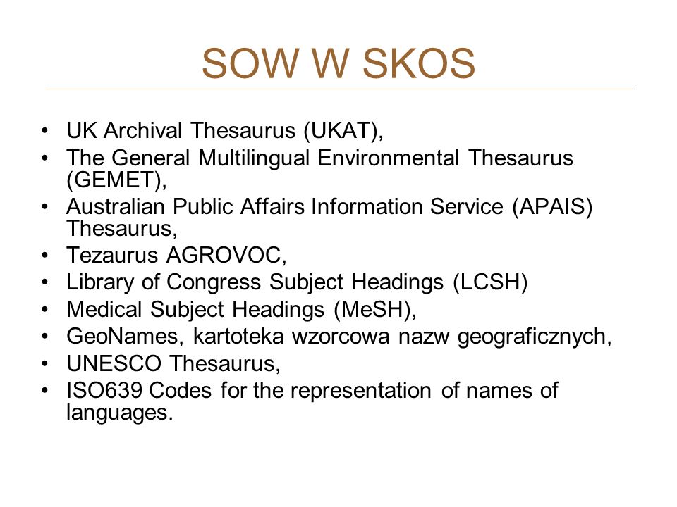 SOW W SKOS UK Archival Thesaurus (UKAT),