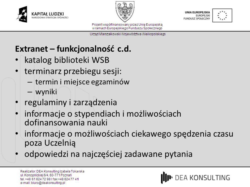 Extranet – funkcjonalność c.d. katalog biblioteki WSB