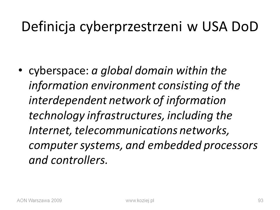 Definicja cyberprzestrzeni w USA DoD