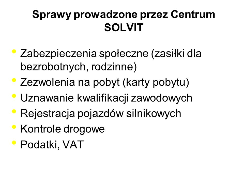 Sprawy prowadzone przez Centrum SOLVIT