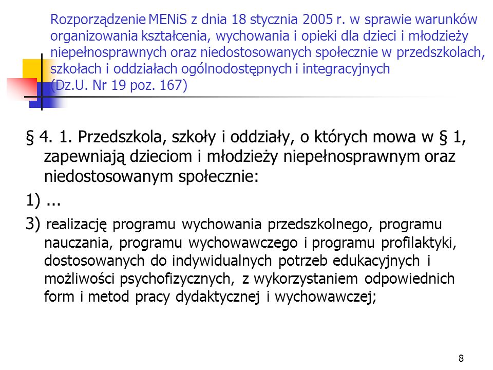Rozporządzenie MENiS z dnia 18 stycznia 2005 r