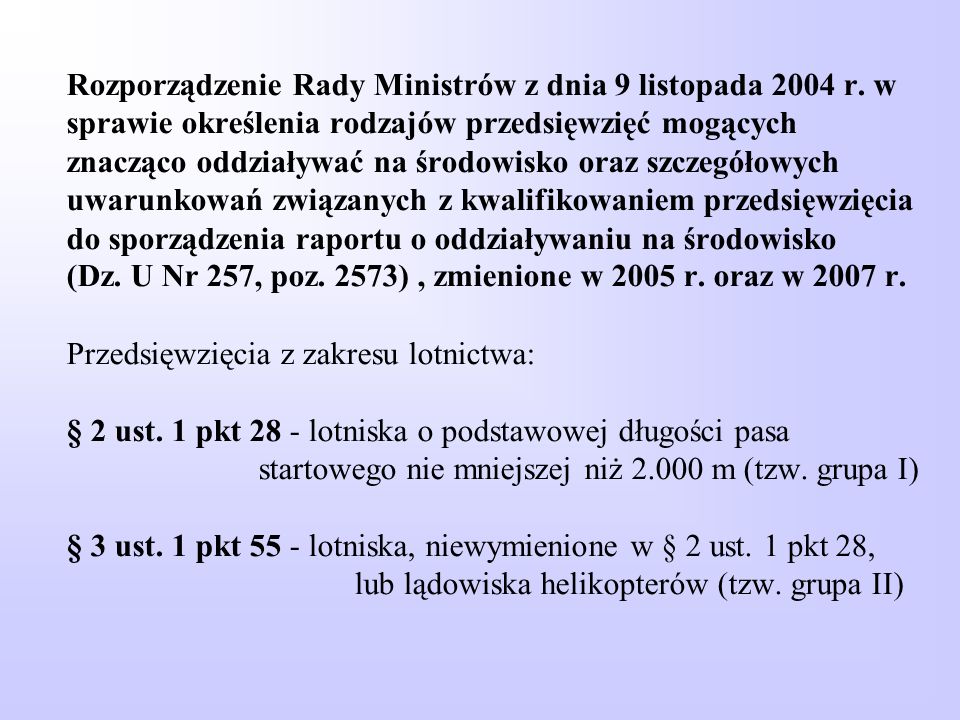 Rozporządzenie Rady Ministrów z dnia 9 listopada 2004 r