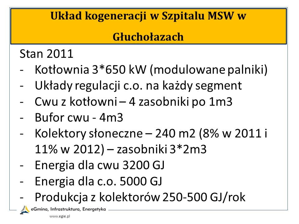 Układ kogeneracji w Szpitalu MSW w Głuchołazach