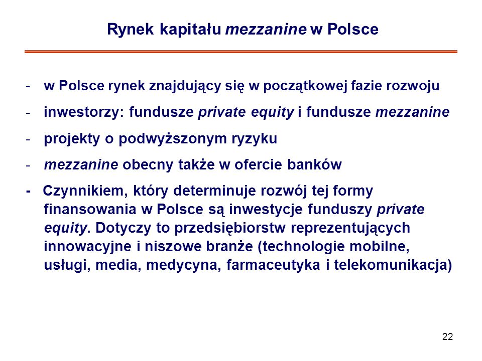 Rynek kapitału mezzanine w Polsce