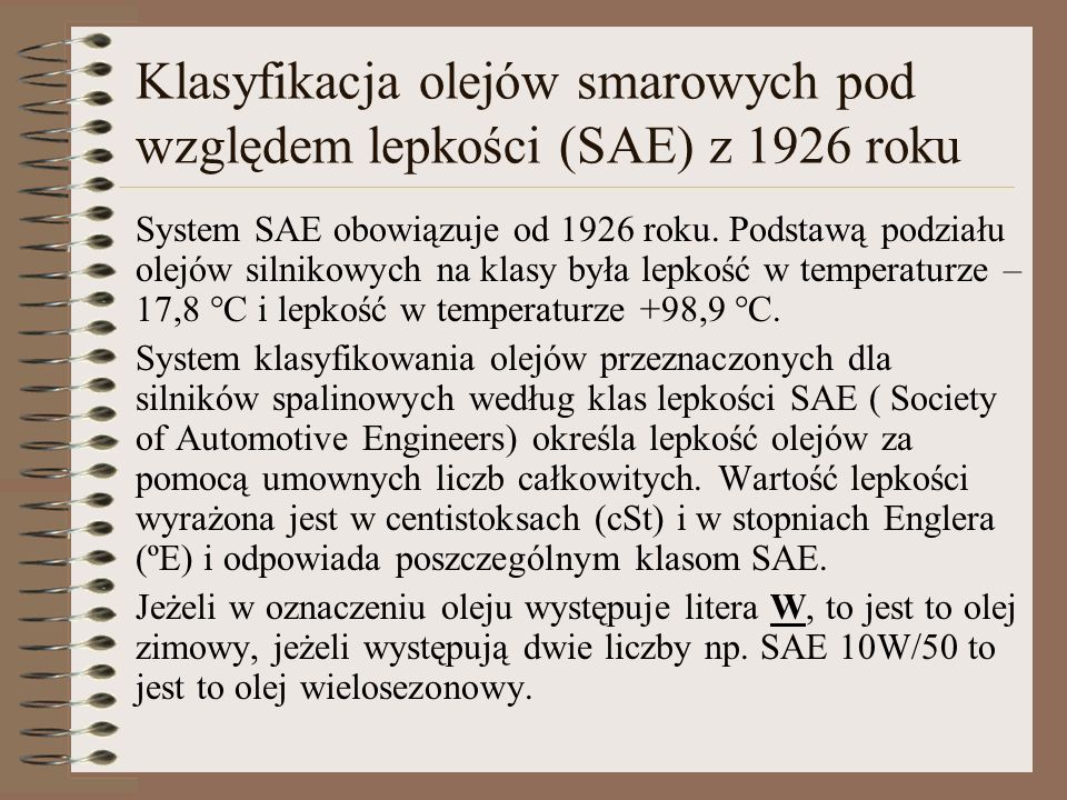 Klasyfikacja olejów smarowych pod względem lepkości (SAE) z 1926 roku
