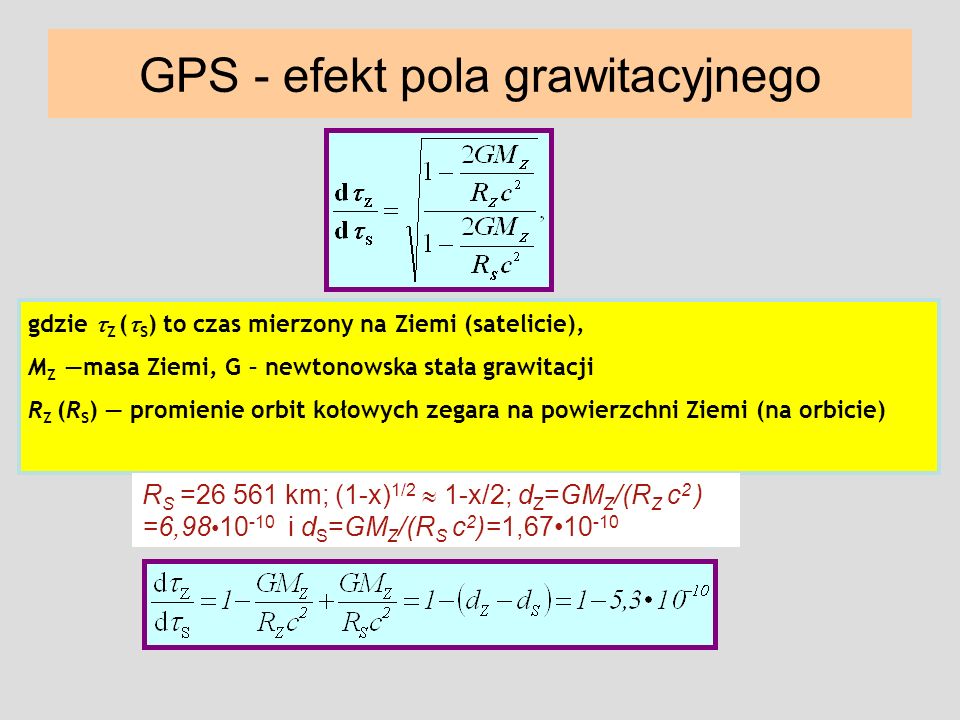 GPS - efekt pola grawitacyjnego