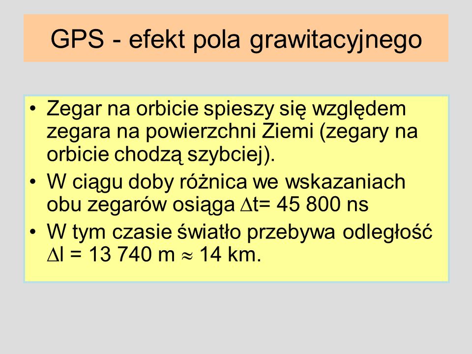 GPS - efekt pola grawitacyjnego