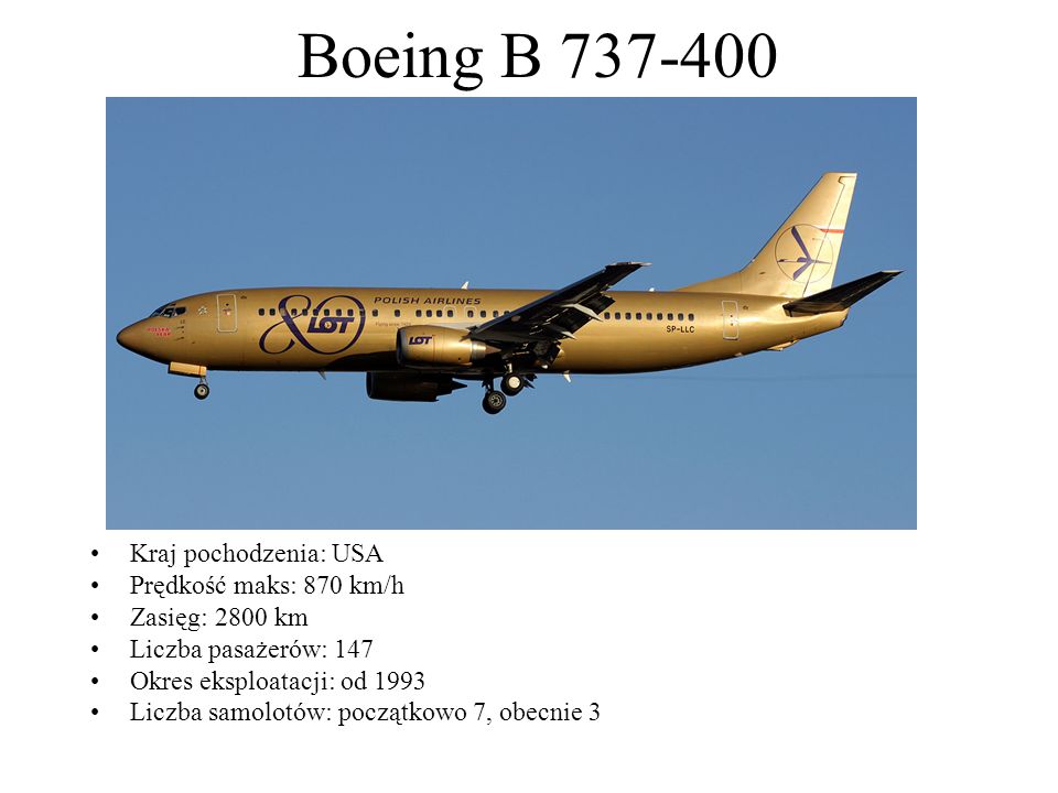 Boeing B Kraj pochodzenia: USA Prędkość maks: 870 km/h