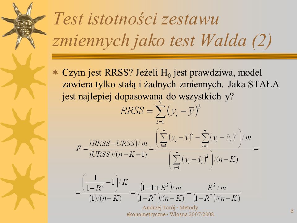 Test istotności zestawu zmiennych jako test Walda (2)