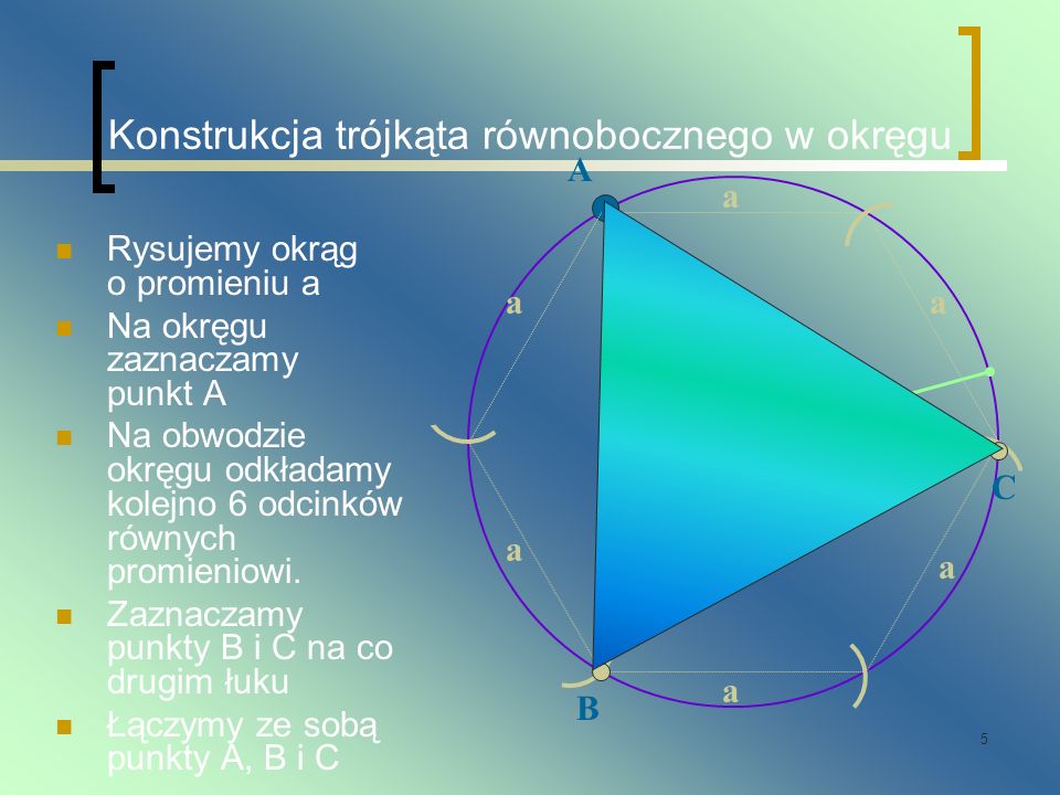 Konstrukcja trójkąta równobocznego w okręgu