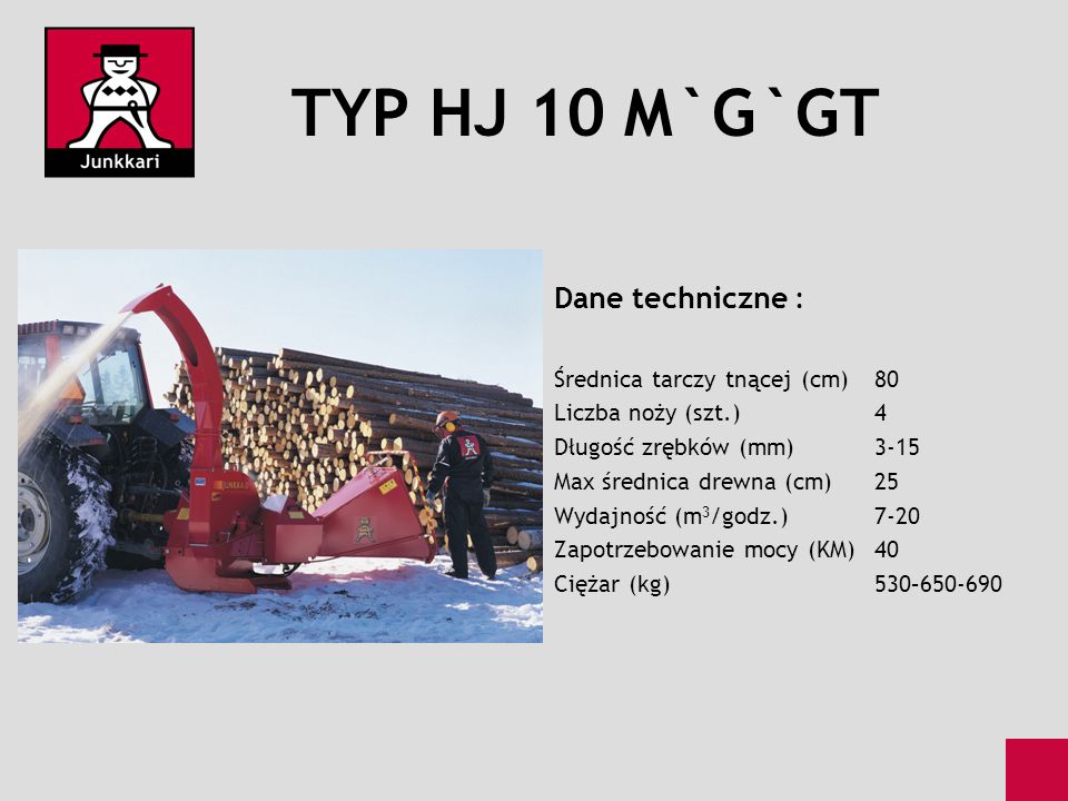TYP HJ 10 M`G`GT Dane techniczne : Średnica tarczy tnącej (cm) 80