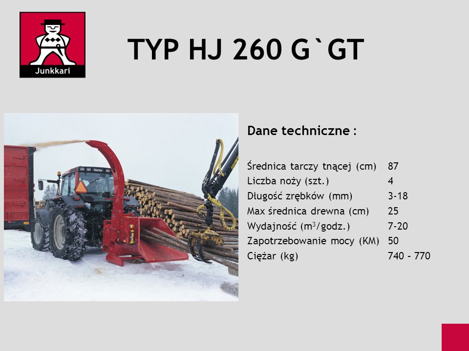 TYP HJ 260 G`GT Dane techniczne : Średnica tarczy tnącej (cm) 87