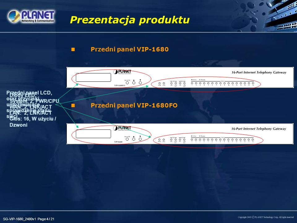 Prezentacja produktu Przedni panel VIP-1680 Przedni panel VIP-1680FO