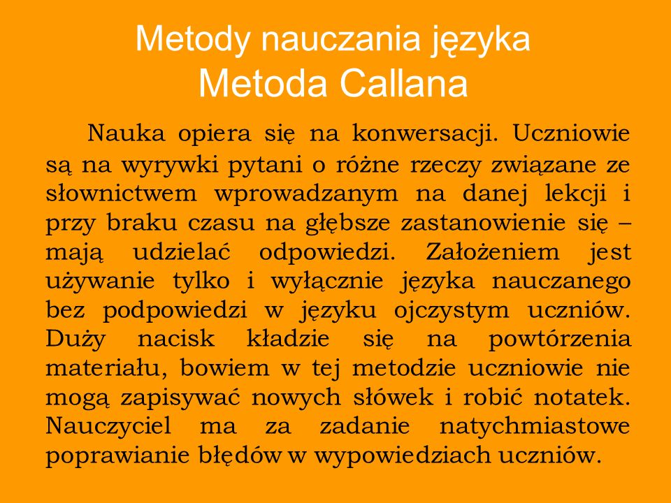 Metody nauczania języka Metoda Callana