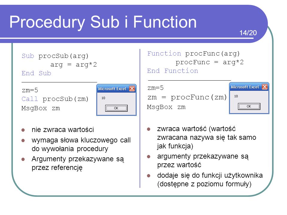 Procedury Sub i Function