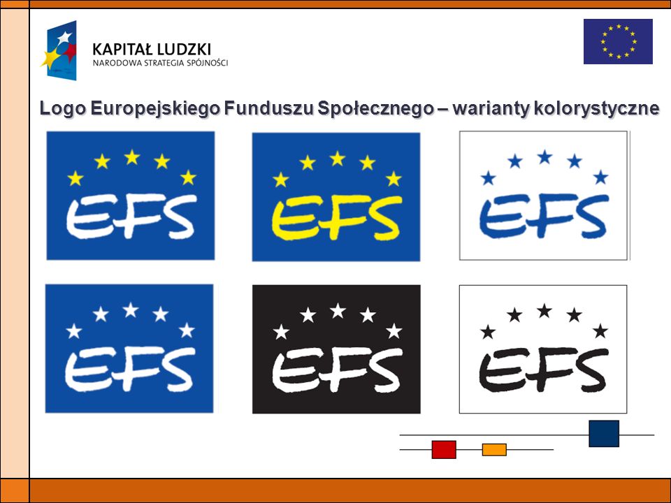 Logo Europejskiego Funduszu Społecznego – warianty kolorystyczne