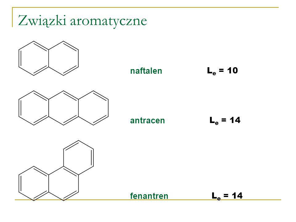 Związki aromatyczne naftalen Le = 10 antracen Le = 14 fenantren