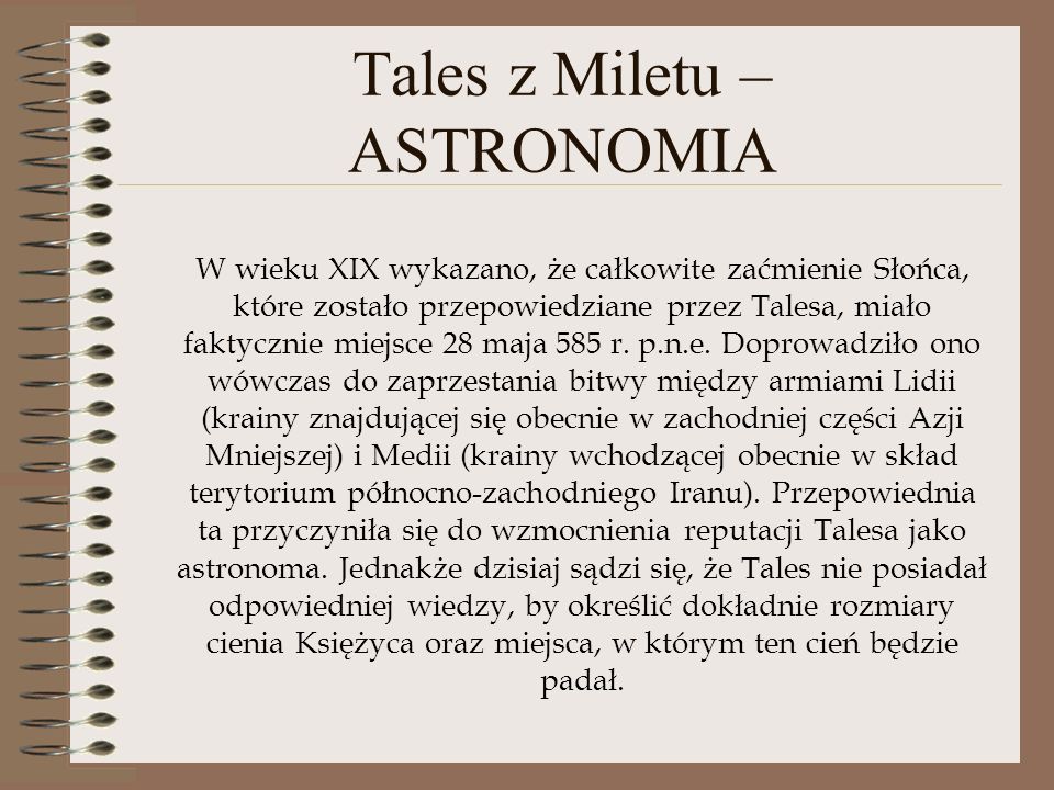 Tales z Miletu – ASTRONOMIA