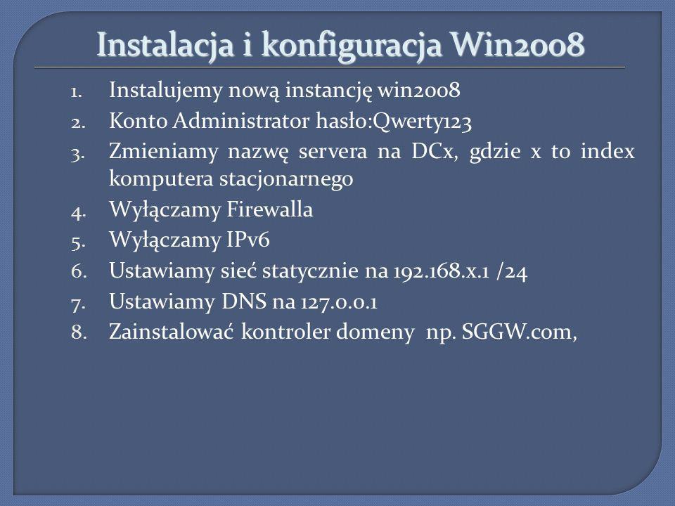 Instalacja i konfiguracja Win2008