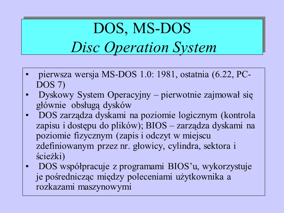 DOS, MS-DOS Disc Operation System