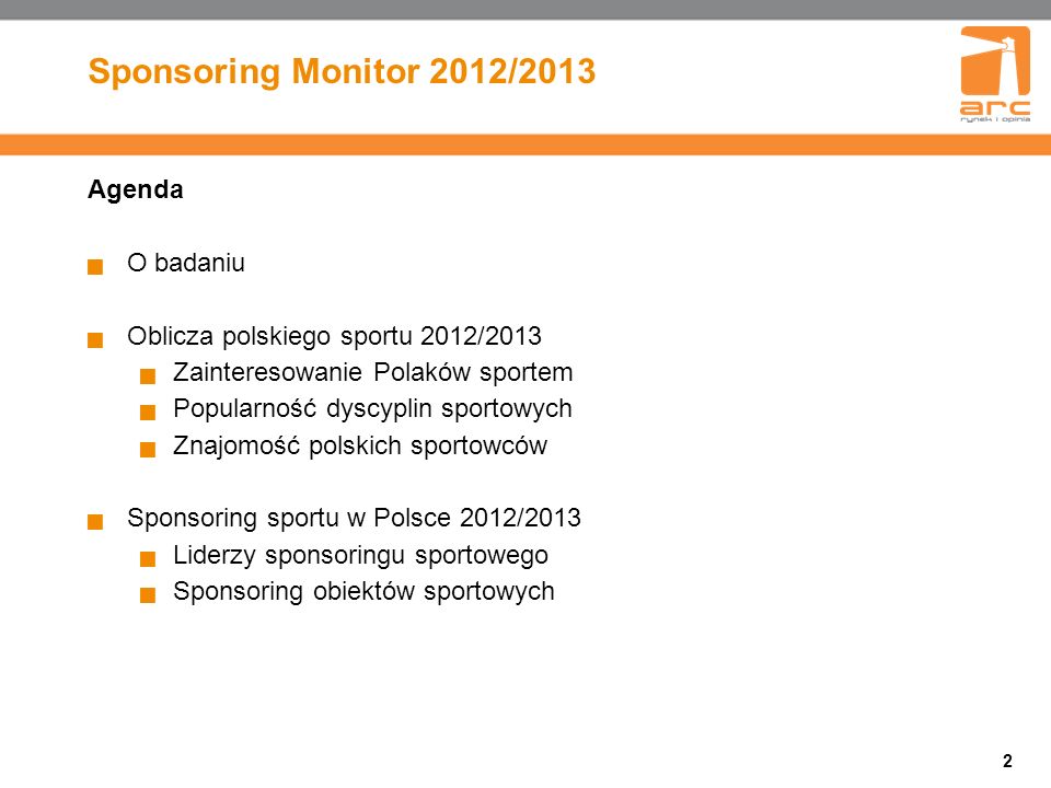 Sponsoring Monitor 2012/2013 Agenda O badaniu