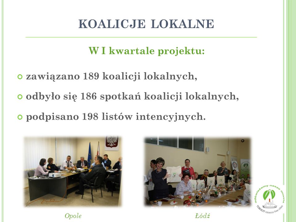 koalicje lokalne W I kwartale projektu: