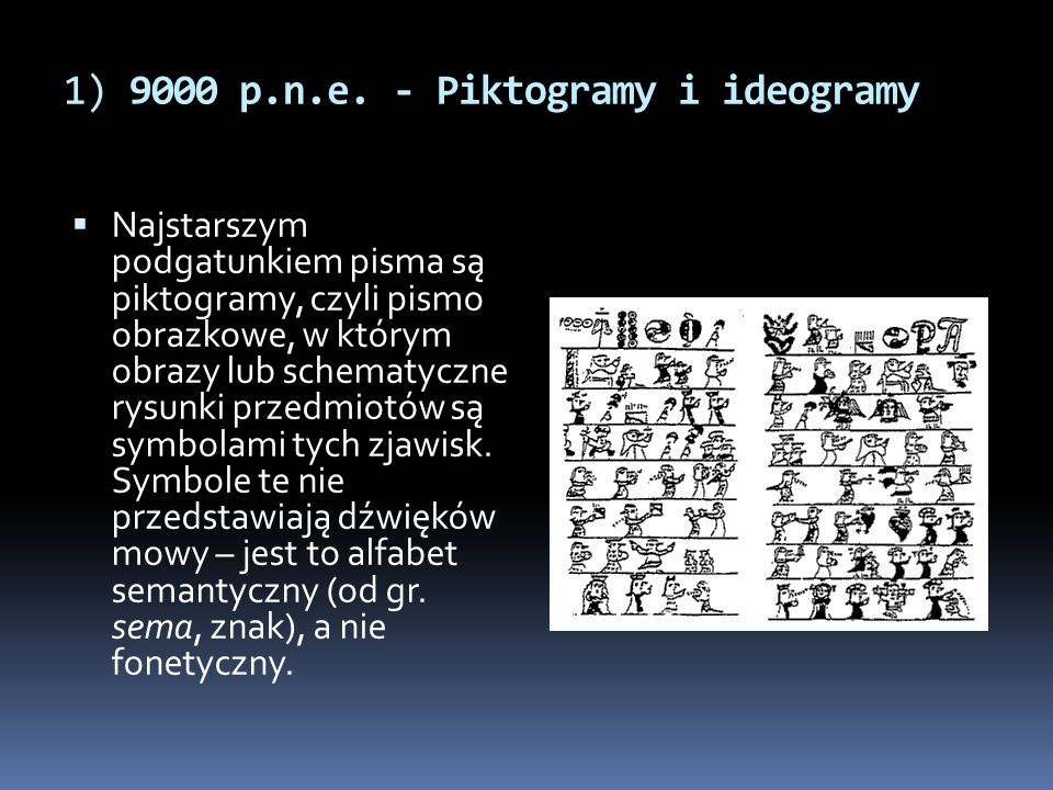 1) 9000 p.n.e. - Piktogramy i ideogramy