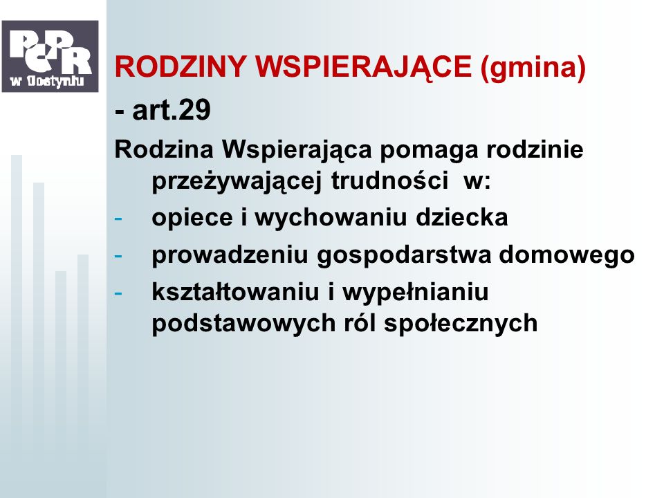 RODZINY WSPIERAJĄCE (gmina) - art.29