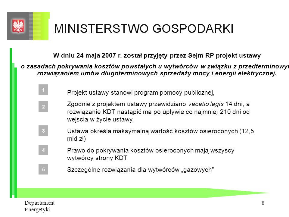 W dniu 24 maja 2007 r. został przyjęty przez Sejm RP projekt ustawy