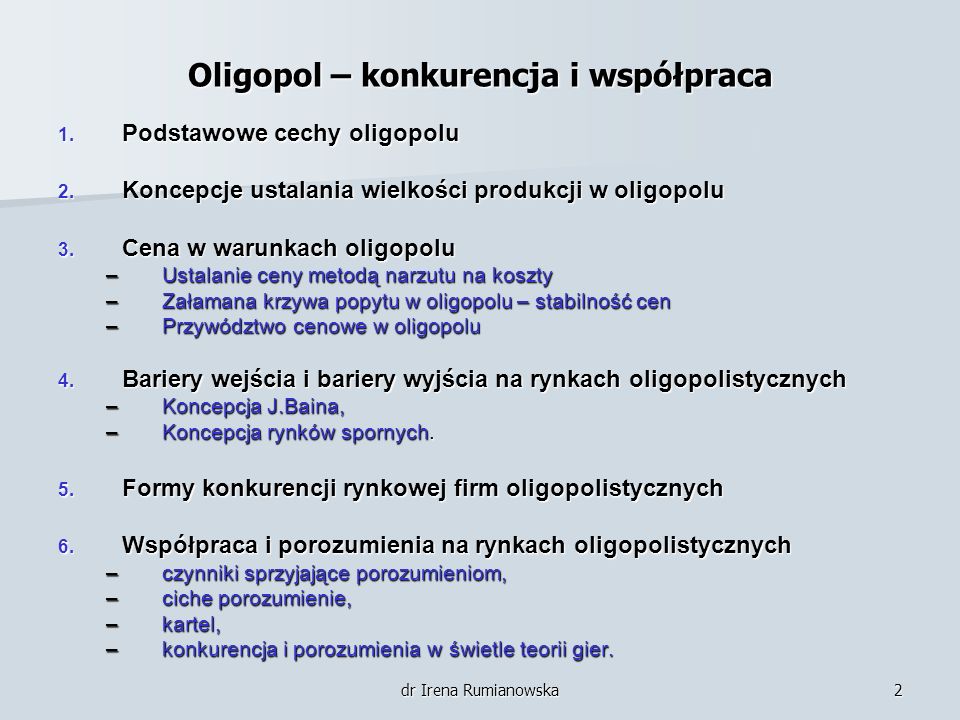 Oligopol – konkurencja i współpraca