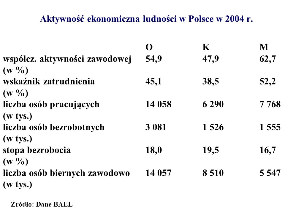 Aktywność ekonomiczna ludności w Polsce w 2004 r.
