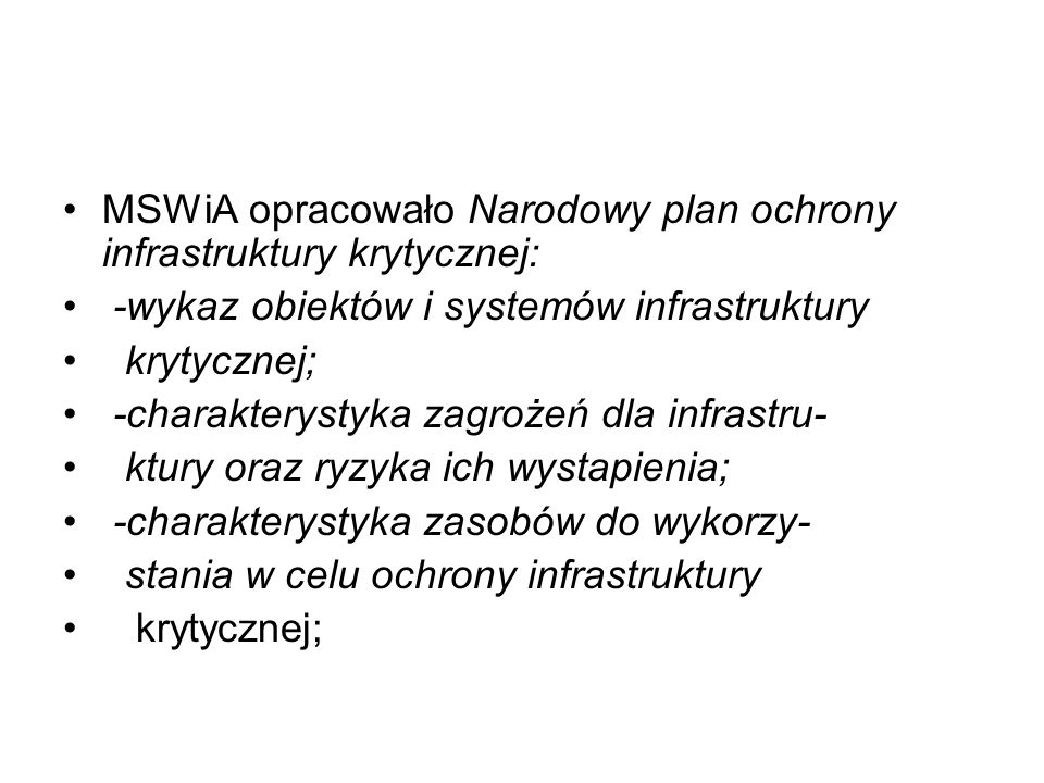 MSWiA opracowało Narodowy plan ochrony infrastruktury krytycznej: