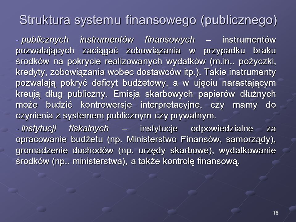 Struktura systemu finansowego (publicznego)