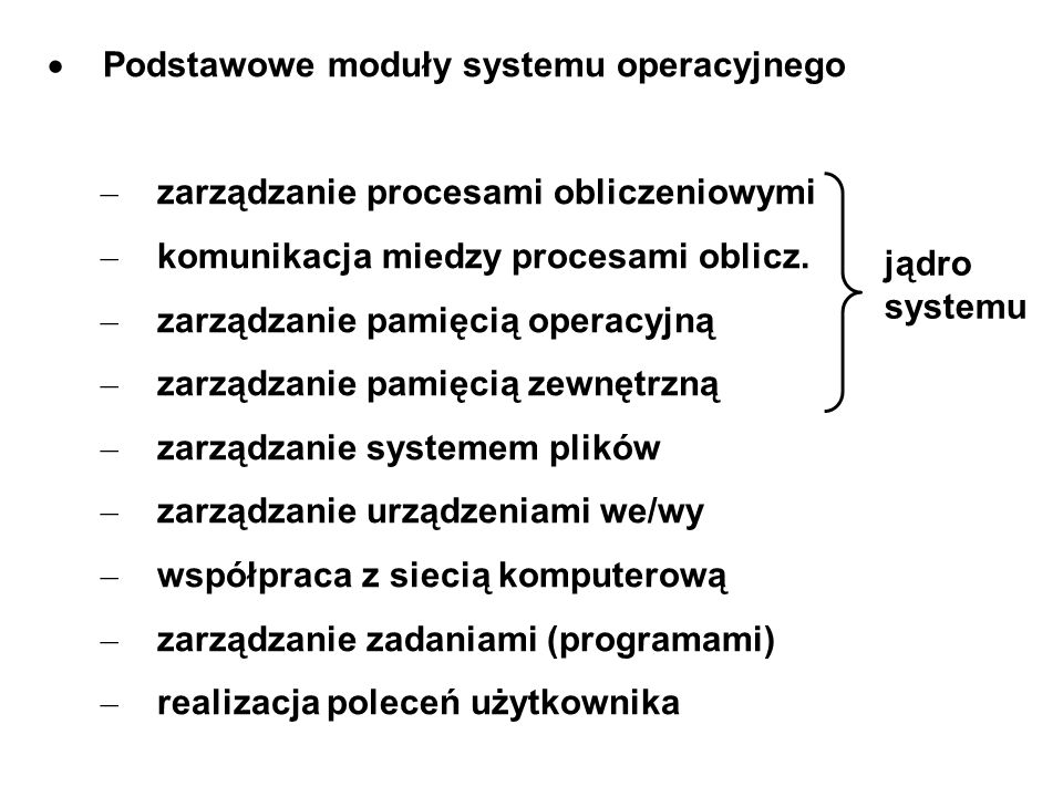 Podstawowe moduły systemu operacyjnego