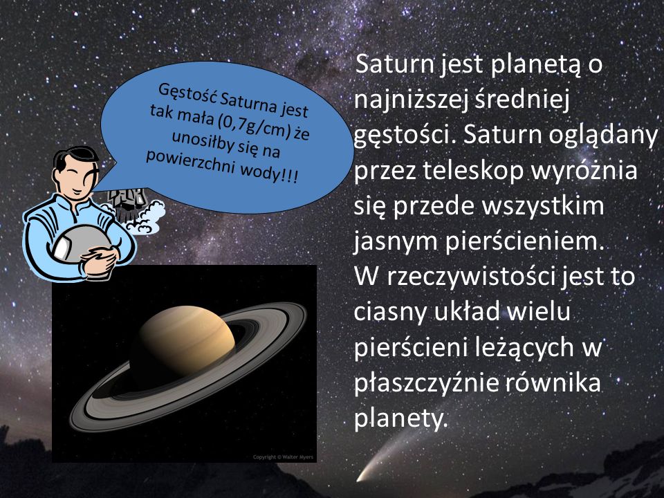 Saturn jest planetą o najniższej średniej gęstości